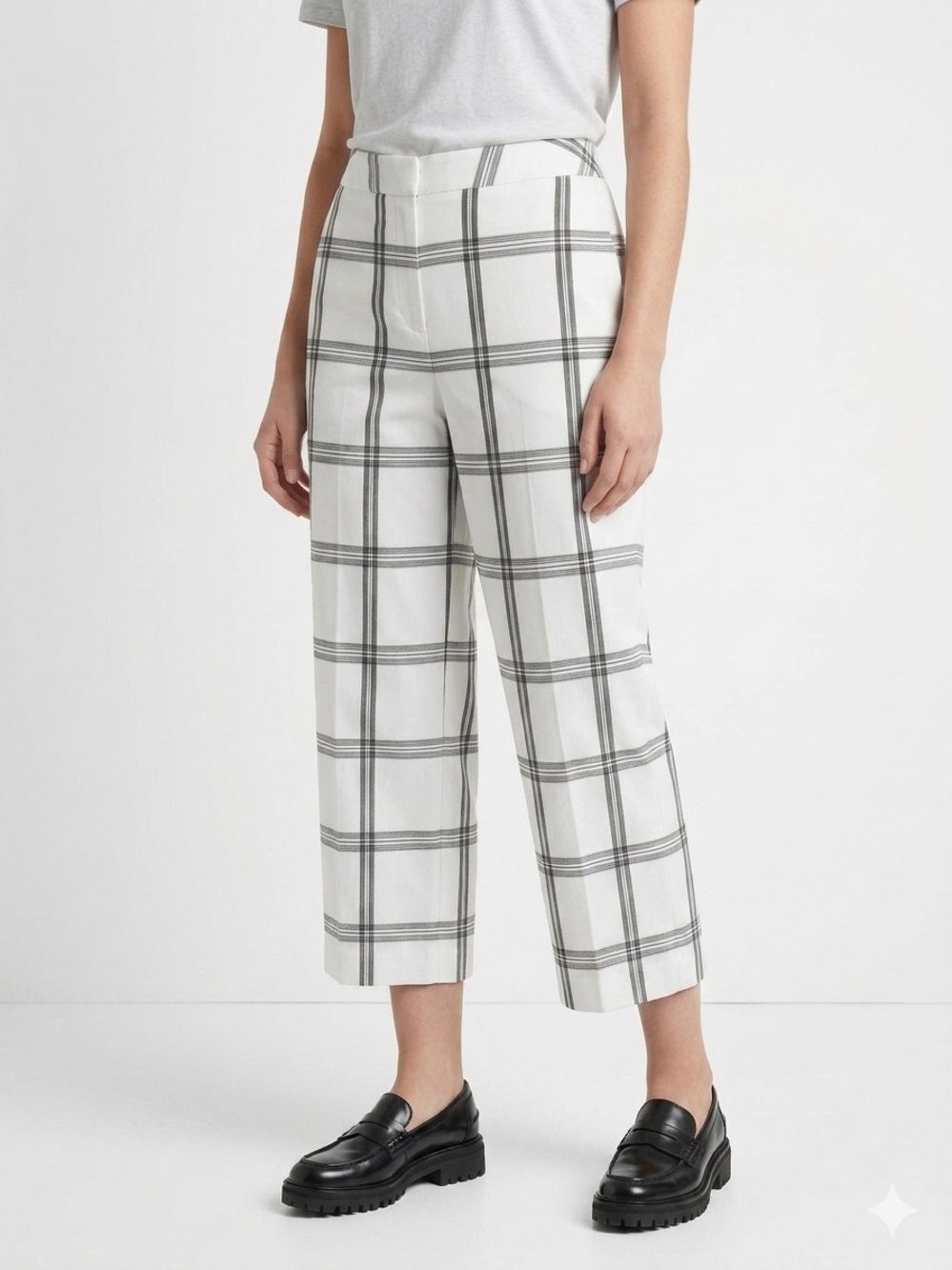 Talbots Petites Plaid Cotton Trousers 6P Preppy Minimalist Old Money Tailored